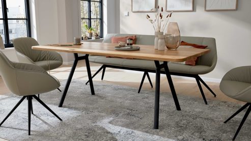 Esstisch Interliving aus Holz in Holzfarben Interliving Esszimmer Serie 5115 - Esstisch astige Eiche & anthrazitfarbenes Metall - ca. 160 x 90 cm