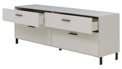 Lowboard Interliving aus Holz in Weiß Interliving Wohnzimmer Serie 2030 PLUS - Lowboard Sahara Creme & Granitfurnier - zwei Schubladen, Länge ca. 180 cm