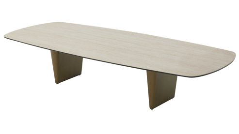 Couchtisch Interliving aus Keramik in Weiß Interliving Couchtisch Serie 6227 travertinfarbene Keramik & bronzefarbener Stahl - ca. 140 x 70 cm