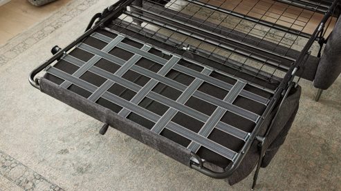 Schlafsofa Interliving aus Stoff in Anthrazit Interliving Schlafsofa Serie 4700 - Schafsofa anthrazitfarbener Bezug Balu & Aluminiumfüße - Breite ca. 188 cm