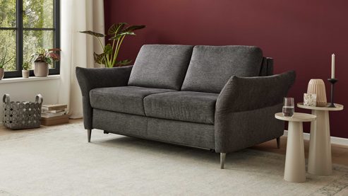 Schlafsofa Interliving aus Stoff in Anthrazit Interliving Schlafsofa Serie 4700 - Schlafsofa 140LÄ anthrazitfarbener Bezug Balu & Aluminiumfüße - Breite ca. 208 cm