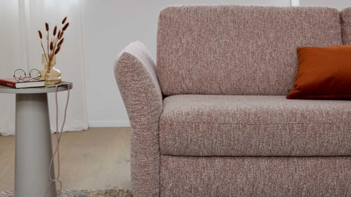 Schlafsofa Interliving aus Stoff in Rosa Interliving Schlafsofa Serie 4700 - Schlafsofa 120LÄ sienafarbener Webstoff Loft & schwarze Aluminiumfüße - Breite ca. 188 cm