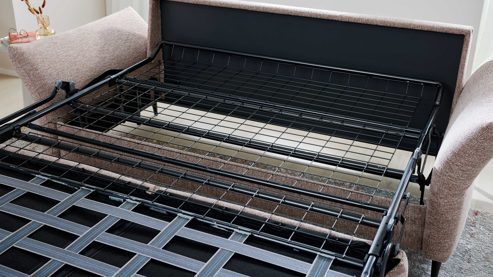 Schlafsofa Interliving aus Stoff in Rosa Interliving Schlafsofa Serie 4700 - Schlafsofa 160LÄ sienafarbener Webstoff Loft & schwarze Aluminiumfüße - Breite ca. 228 cm