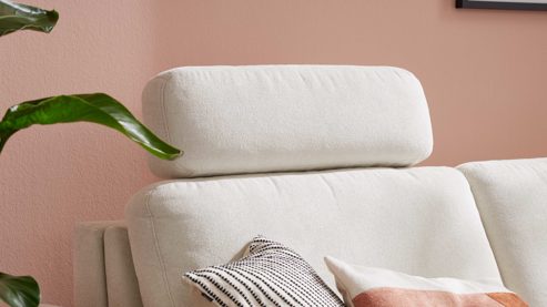 Kopfstütze Interliving aus Stoff in Weiß Interliving Schlafsofa Serie 4700 - Kopfstütze naturweißes Flachgewebe Cyber