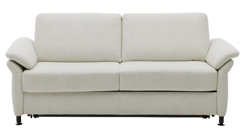 Schlafsofa Interliving aus Stoff in Weiß Interliving Schlafsofa Serie 4700 - Schlafsofa naturweißes Flachgewebe Cyber & schwarze Aluminiumfüße - Breite ca. 228 cm
