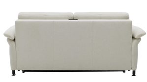 Schlafsofa Interliving aus Stoff in Weiß Interliving Schlafsofa Serie 4700 - Schlafsofa naturweißes Flachgewebe Cyber & schwarze Aluminiumfüße - Breite ca. 208 cm
