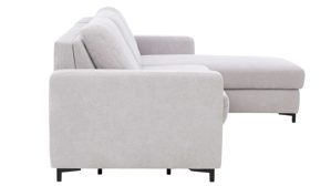 Ecksofa Interliving aus Stoff in Hellgrau Interliving Schlafsofa Serie 4700 - Ecksofa mit Schlaffunktion silberfarbener Bezug Toni & schwarze Metallfüße - Stellfläche ca. 270 x 190 cm