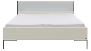 Bettgestell Interliving aus Holz in Weiß Interliving Schlafzimmer Serie 1033 – Bettgestell weißes Glas & Holz - Liegefläche ca. 180 x 200 cm
