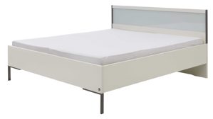 Bettgestell Interliving aus Holz in Weiß Interliving Schlafzimmer Serie 1033 – Bettgestell weißes Glas & Holz - Liegefläche ca. 180 x 200 cm