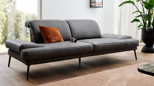 Zweisitzer Interliving aus Stoff in Dunkelgrau Interliving Sofa Serie 4460 - Zweisitzer SR90 grauer Bezug Clint & schwarze Metallfüße - Länge ca. 266 cm