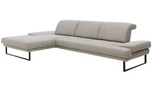Ecksofa Interliving aus Stoff in Hellgrau Interliving Sofa Serie 4460 - Ecksofa silbergrauer Webstoff Jazz 121 & schwarze Metallfüße - Stellfläche ca. 191 x 308 cm