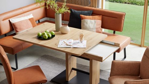 Auszugtisch Interliving aus Holz in Holzfarben Interliving Esszimmer Serie 5505 - Ausziehtisch Artisaneiche & Schwarz - ca. 130 - 178 x 90 cm