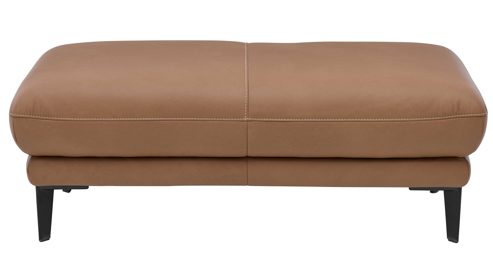 Polsterhocker Interliving aus Leder in Braun Interliving Sofa Serie 4461 - XXL-Hocker haselnussfarbenes Leder Evita & schwarze Aluminiumfüße - ca. 120 x 65 cm