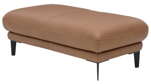 Polsterhocker Interliving aus Leder in Braun Interliving Sofa Serie 4461 - XXL-Hocker haselnussfarbenes Leder Evita & schwarze Aluminiumfüße - ca. 120 x 65 cm