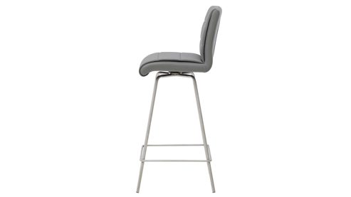Barstuhl Interliving aus Kunstfaser in Grau Interliving Esszimmer Serie 5122 – Barstuhl ST67 graue Mikrofaser Delphin & gebürsteter Edelstahl