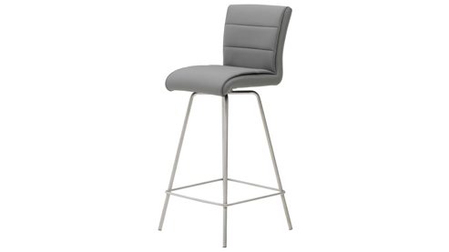 Barstuhl Interliving aus Kunstfaser in Grau Interliving Esszimmer Serie 5122 – Barstuhl ST67 graue Mikrofaser Delphin & gebürsteter Edelstahl