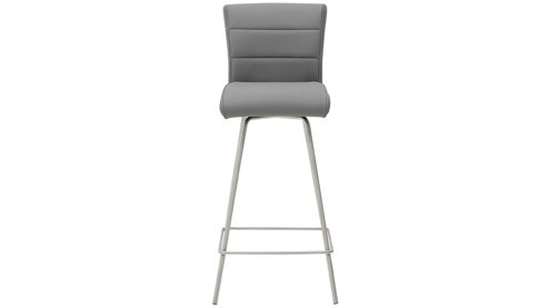 Barstuhl Interliving aus Kunstfaser in Grau Interliving Esszimmer Serie 5122 – Barstuhl ST67 graue Mikrofaser Delphin & gebürsteter Edelstahl