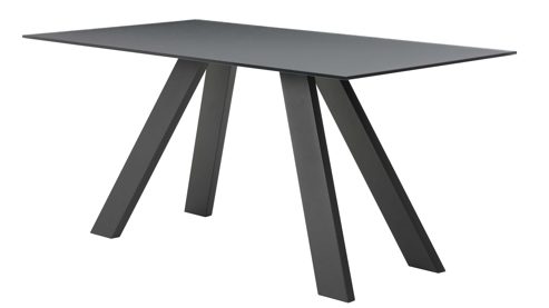 Tischgruppe Interliving aus Glas in Schwarz Interliving Esszimmer Serie 5122 – Essgruppen mit Schwingstühlen schwarzes Glas & Metall - ca. 160 x 90 cm