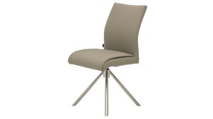 Vierfußstuhl Interliving aus Kunstfaser in Hellbraun Interliving Esszimmer Serie 5122 – Armlehnstuhl mit Funktionen fangofarbenes Kunstleder LEA-TEX & gebürsteter Edelstahl