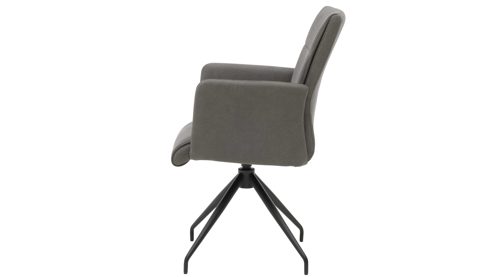 Vierfußstuhl Interliving aus Kunstfaser in Dunkelgrau Interliving Esszimmer Serie 5122 – Armlehnstuhl onyxschwarze Mikrofaser & mattschwarzes Metall