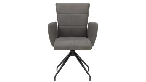 Vierfußstuhl Interliving aus Kunstfaser in Dunkelgrau Interliving Esszimmer Serie 5122 – Armlehnstuhl onyxschwarze Mikrofaser & mattschwarzes Metall
