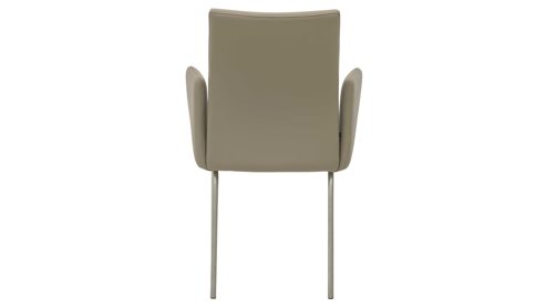 Vierfußstuhl Interliving aus Kunstfaser in Hellbraun Interliving Esszimmer Serie 5122 – Armlehnstuhl fangofarbenes Kunstleder LEA-TEX & gebürsteter Edelstahl