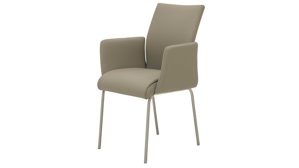 Vierfußstuhl Interliving aus Kunstfaser in Hellbraun Interliving Esszimmer Serie 5122 – Armlehnstuhl fangofarbenes Kunstleder LEA-TEX & gebürsteter Edelstahl