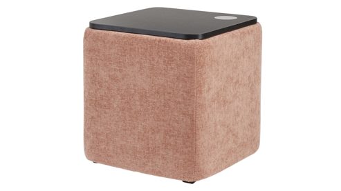 Nachttisch Interliving aus Stoff in Rosa Interliving Boxspringbett Serie 1420 - Nachtkonsole mit Induktionsladefeld sienafarbene Chenille Toni & schwarzes Holz - ca. 48 x 50 cm