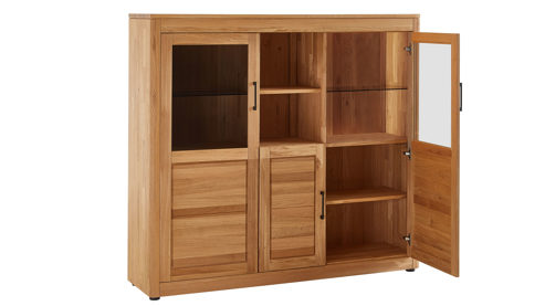 Highboard PARTNERRING COLLECTION aus Holz in Holzfarben PARTNERRING COLLECTION Programm Vigo - Highboard Eiche geölt - zwei Glastüren, eine Holztür, zwei Fächer, ca. 159 x 145 cm