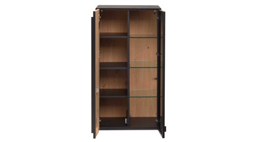 Hängeschrank Interliving aus Holz in Holzfarben Interliving Wohnzimmer Serie 2033 - Hängeschrank 126811 dunkelgraues Glas & Asteiche - zwei Türen, Breite ca. 92 cm