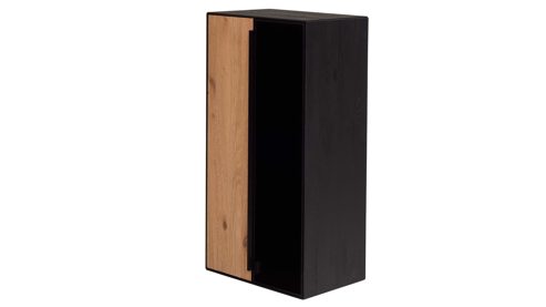 Hängeschrank Interliving aus Holz in Holzfarben Interliving Wohnzimmer Serie 2033 - Hängeschrank 126811 dunkelgraues Glas & Asteiche - zwei Türen, Breite ca. 92 cm