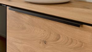 Highboard Interliving aus Holz in Holzfarben Interliving Wohnzimmer Serie 2033 - Highboard 126136 Asteiche & Parsolglas - drei Türen, Breite ca. 182 cm