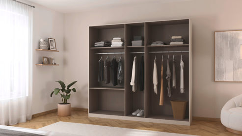 Kleiderschrank Rauch aus Holz in Weiß rauch ORANGE Koda - Drehtürenschrank Champagner & Atlantik Oak - fünf Türen, Breite ca. 225 cm