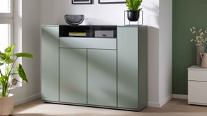 Highboard Interliving aus Holz in Grün Interliving Wohnzimmer Serie 2031 - Highboard BK15070 Schilfgrün - Breite ca. 150 cm