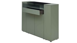 Highboard Interliving aus Holz in Grün Interliving Wohnzimmer Serie 2031 - Highboard Schilfgrün - Breite ca. 150 cm