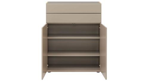 Highboard Interliving aus Holz in Grau Interliving Wohnzimmer Serie 2031 - Highboard Grau & Risseiche - vier Türen, zwei Schubladen, Breite ca. 180 cm