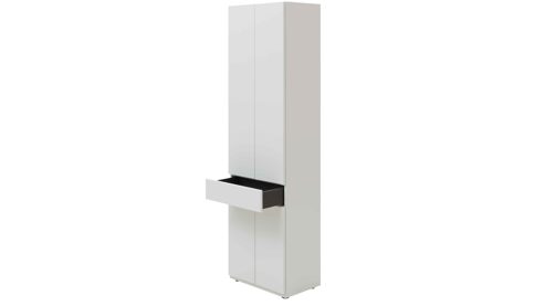 Wohnwand Interliving aus Holz in Weiß Interliving Wohnzimmer Serie 2031 - Homeoffice-Kombination Tonweiß & Risseiche - Länge ca. 255 cm