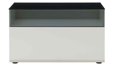 Lowboard Interliving aus Holz in Weiß Interliving Wohnzimmer Serie 2031 - Lowboard LT18060 als Medienmöbel Tonweiß & graues Glas - zwei Türen, eine Schublade, Breite ca. 180 cm