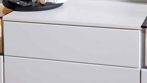 Lowboard Interliving aus Holz in Weiß Interliving Wohnzimmer Serie 2031 - Lowboard LT18060 als Medienmöbel Tonweiß & graues Glas - zwei Türen, eine Schublade, Breite ca. 180 cm