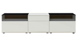 Wohnwand Interliving aus Holz in Weiß Interliving Wohnzimmer Serie 2031 - Wohnwand Tonweiß & graues Glas - Länge ca. 330 cm