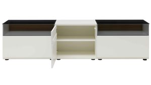 Wohnwand Interliving aus Holz in Weiß Interliving Wohnzimmer Serie 2031 - Wohnwand EB33001 Tonweiß & graues Glas - Länge ca. 330 cm