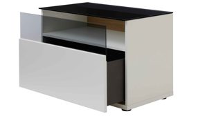 Wohnwand Interliving aus Holz in Weiß Interliving Wohnzimmer Serie 2031 - Wohnwand EB33001 Tonweiß & graues Glas - Länge ca. 330 cm