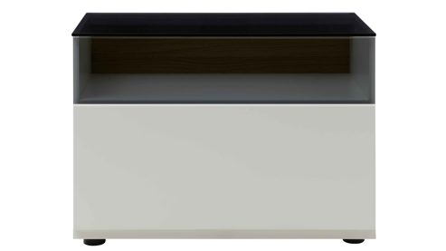 Wohnwand Interliving aus Holz in Weiß Interliving Wohnzimmer Serie 2031 - Wohnlösung Tonweiß & graues Glas - Länge ca. 270 cm