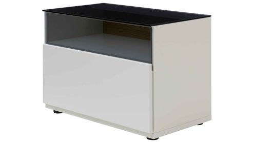 Wohnwand Interliving aus Holz in Weiß Interliving Wohnzimmer Serie 2031 - Wohnlösung EB27001 Tonweiß & graues Glas - Länge ca. 270 cm