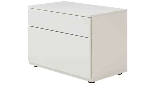 Wohnwand Interliving aus Holz in Weiß Interliving Wohnzimmer Serie 2031 - Wohnlösung EB27001 Tonweiß & graues Glas - Länge ca. 270 cm