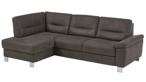 Ecksofa modulmaster aus Stoff in Anthrazit Modulmaster MM-PP1194 - Ecksofa anthrazitfarbene Mikrofaser Saddle & Metallfüße W009-M01 - Stellfläche ca. 160 x 244 cm