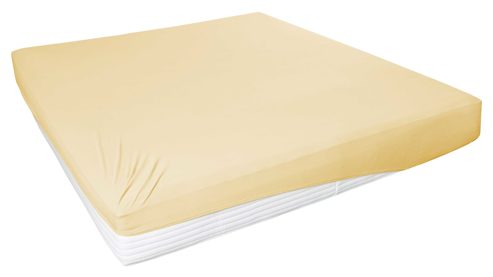 Spannbettlaken H. g. hahn haustextilien® aus Stoff in Hellgelb HAHN Spannbettlaken pfirsichfarbenerer Baumwolljersey - ca. 100 x 200  cm