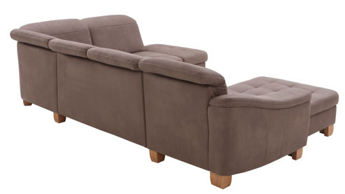 Ecksofa modulmaster aus Stoff in Braun Modulmaster MM-PP1188 - Wohnlandschaft nougatbraune Mikrofaser Mammut & geölte Wildeiche - Stellfläche ca. 243 x 341 cm