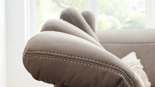 Ecksofa modulmaster aus Stoff in Braun Modulmaster MM-PP1188 - Wohnlandschaft nougatbraune Mikrofaser Mammut & geölte Wildeiche - Stellfläche ca. 243 x 341 cm