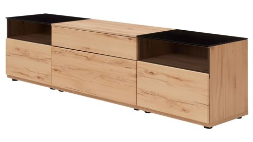 Wohnwand Interliving aus Holz in Holzfarben Interliving Wohnzimmer Serie 2031 - Wohnwand EB33002 Balkenbuche - Länge ca. 330 cm